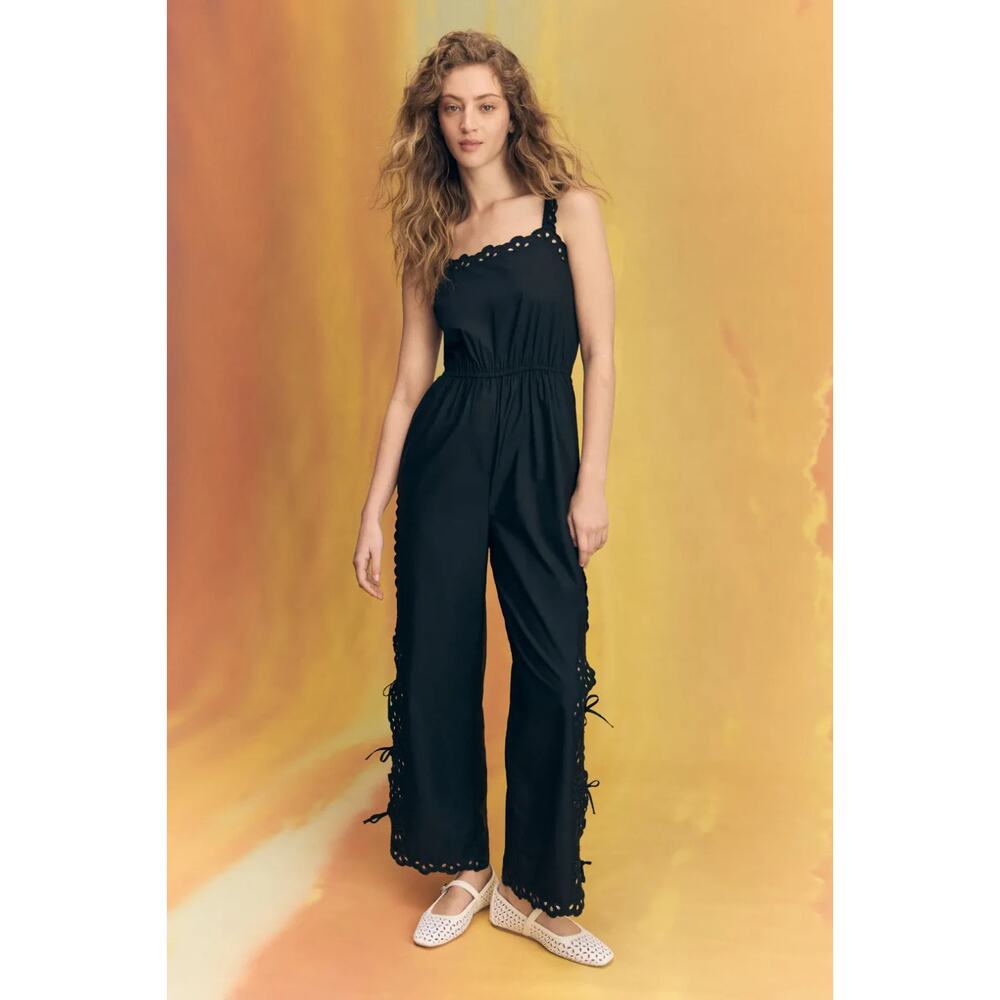 Sea Black Eyelet-Trim Jumpsuit